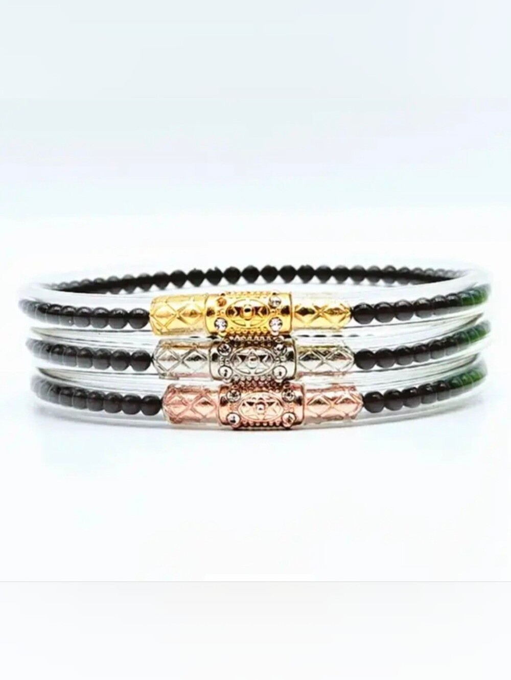 All Weather Womens Bangles Black Pearl. Three Queen (Not Budhagirls)